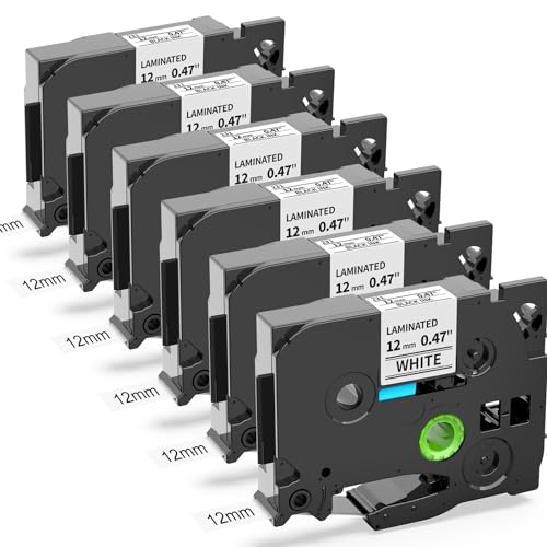 Markurlife 12mm Label Tape Compatible with Brother TZe-231 TZe231 P Touch Label Maker Tape 12mm 0.47 inch Laminated Black on White 1/2 Tapes for PT-D210 PT-H100 PT-D400AD PT-D600 PT-1290 1230PC,6P