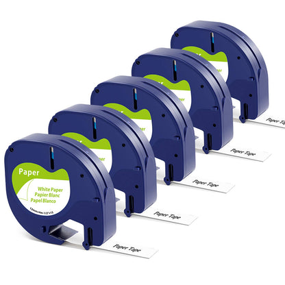 Markurlife Ruban pour Étiqueteuse Compatible pour Dymo Ruban LetraTag Papier 12mm x 4 m Dymo S0721510 / 91200 Noir sur Blanc pour Dymo LetraTag LT-100H LT-100T LT-110T QX50 XR XM 2000 Plus