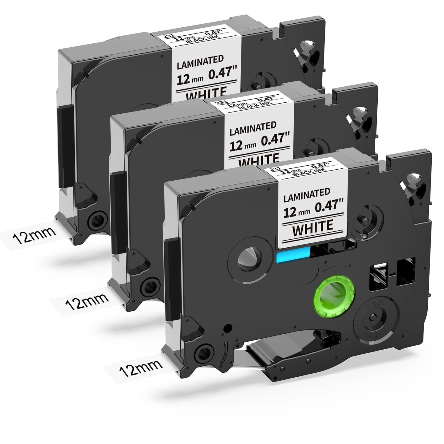 Markurlife P Touch Nastro compatibile con Brother PTouch Band 12 mm TZ Tape 12 mm 0.47 White TZe-231 TZe231 Nastro per PT-H110 H107b H105 H100lb H1010 D400 1010 1000 1280, nero su bianco