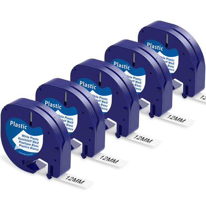 Nastro per Etichette Markurlife Compatibile In sostituzione di Dymo LetraTag Nastro 12mm x 4m Plastica Etichette S0721610 Cartucce Ricarica per Dymo LetraTag LT-100H LT-100T LT-110T 2000 XR XM QX50