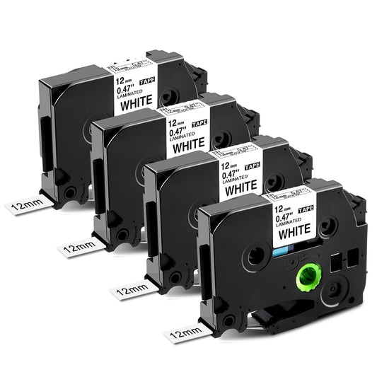 Markurlife TZe-231 Brother P-Touch bantlar TZ Tape 12 mm 0,47 TZe 231 TZ231 Ptouch yazı bandı Brother P Touch 1010 1000 D400 P900 PT-H105 H100lb H101C ile uyumlu, 4'lü paket, beyaz üzerine siyah