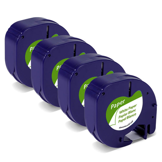 Markurlife-Cintas de Etiquetas Compatible para DYMO LetraTag Recambio Papel 12mm x 4m 91200 S0721510 para Dymo LetraTag LT-100H LT-100T Plus XR XM QX50 2000
