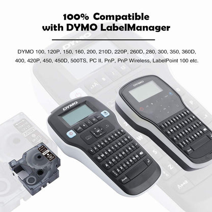 Nastro per Etichette Markurlife Compatibile In sostituzione di Dymo D1 12mm x 7m 45021 S0720610 Bianco sul Nero per Dymo LabelManager 160 LM 280 120P 210D LabelPoint 150 250 LabelWriter 450 DUO, 3 Pz