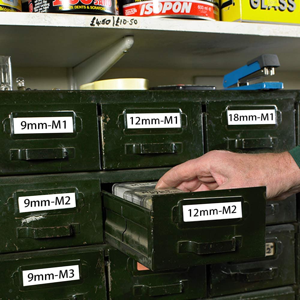 Nastro Markurlife Compatibile In sostituzione di DYMO D1 45013 S0720530 12mm x 7m Nero su Bianco A45013 Cartuccia Nastri Etichette per Dymo LabelManager 160 280 220P 360 420P LabelPoint 150 250