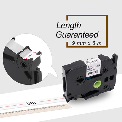 Nastro per Etichette Markurlife Compatibile In sostituzione di Brother TZe TZ Tape 9mm TZe-221 TZe-121 TZe-421 TZe-521 TZe-621 TZe-721 Laminato per P Touch PT-H107B PT-H110 PT-100LB PT-1005 PT-1010