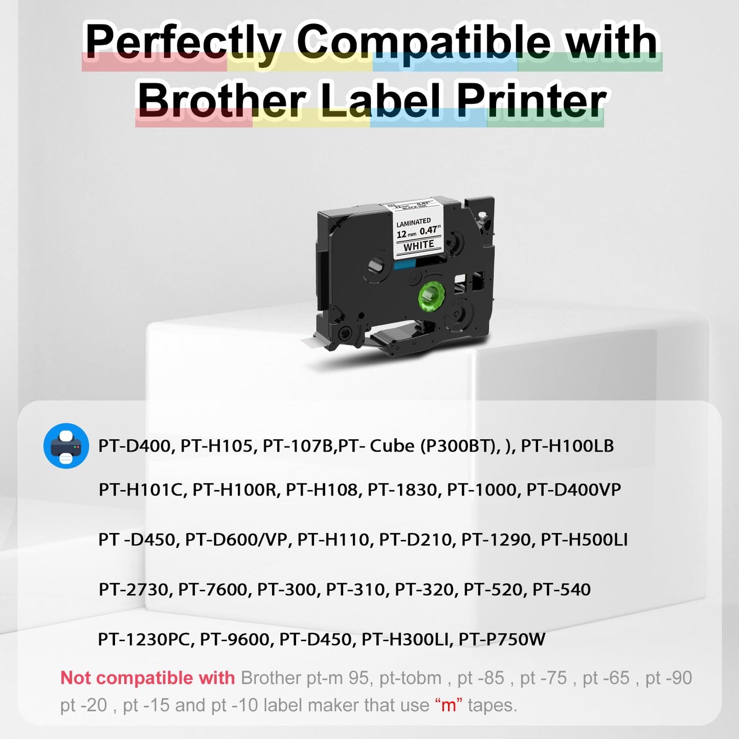 6× Markurlife 12mm Compatible pour Brother P Touch TZe-231 TZe-131 TZe-431 TZe-531 TZe-631 TZe-731 TZ Ruban pour Brother PT H107B H110 H200 D410 P300BT P710BT H100R H100LB E110 H200 H110 D210 D400