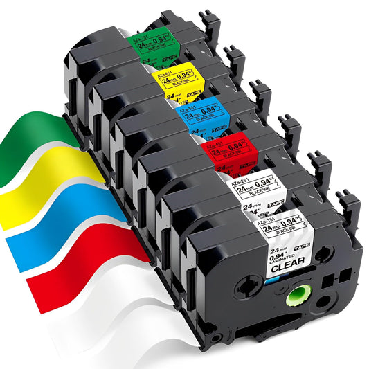 Markurlife 24mm Label Tapes Compatible with Brother P Touch Label Tape 24mm TZe251 TZe151 TZe451 TZe551 TZe651 TZe751 with Label Marker PT-D600 PT-P700 PT-E550W,6-Pack
