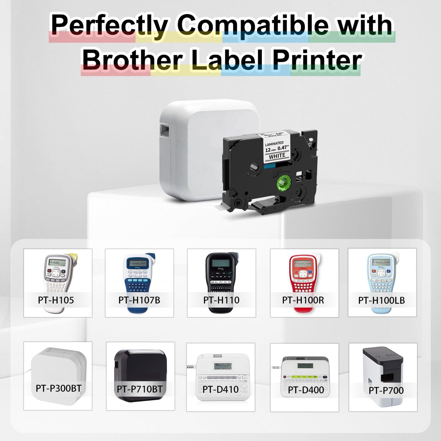 Nastro Markurlife Compatibile In sostituzione di Brother TZe TZ Tape 12mm 0,47 Laminated TZe-231 TZe-131 TZe-431 TZe-531 TZe-631 TZe-731 per Etichettatrice Brother P Touch 1000 PT-H107B H105 Cube