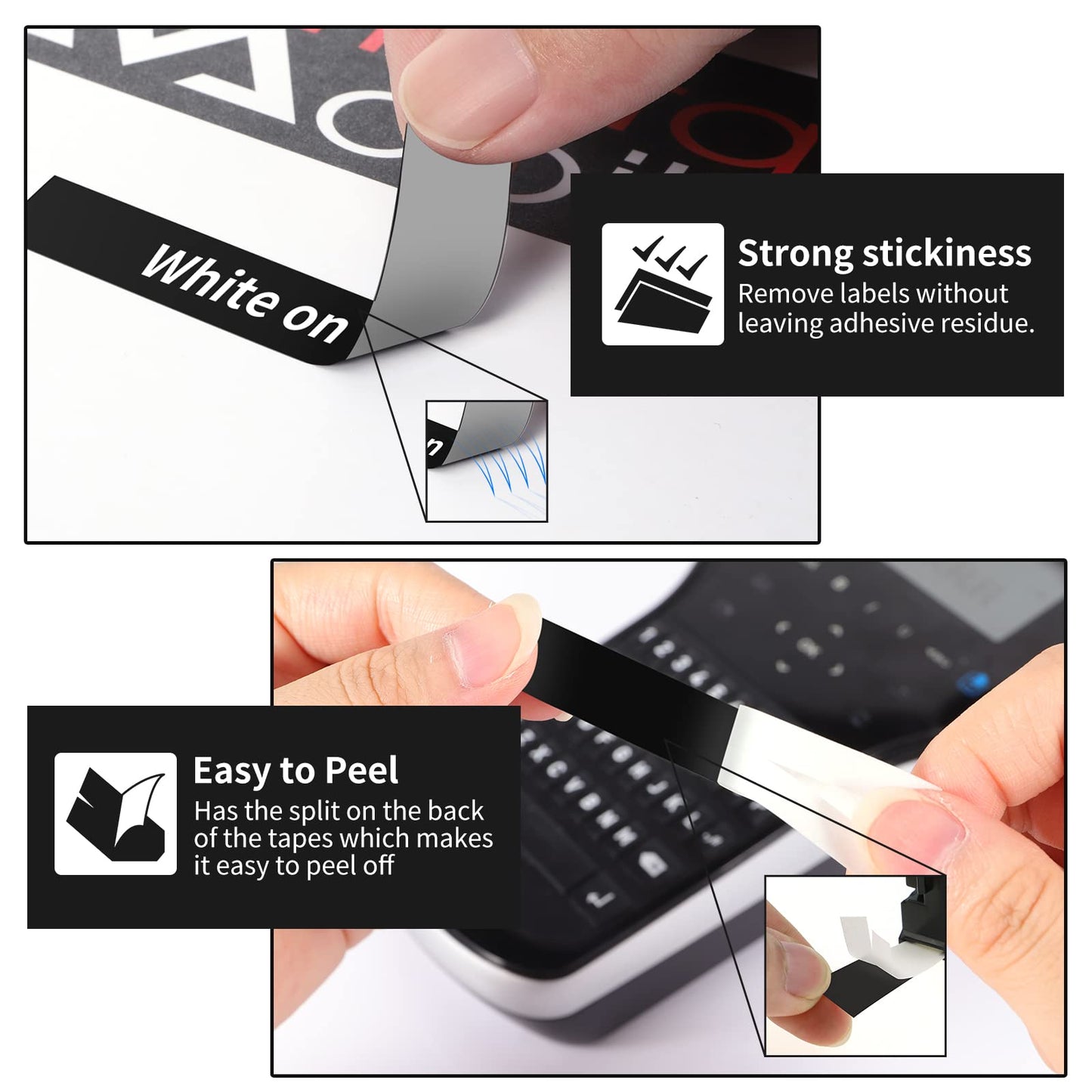 Nastro per Etichette Markurlife Compatibile con DYMO D1 12mm x 7m Bianco su Nero Cartuccia Nastri per Dymo LabelManager 160 280 220P 360 420P, LabelPoint 150 250 5Pz Compatibile DYMO 45021 S0720610