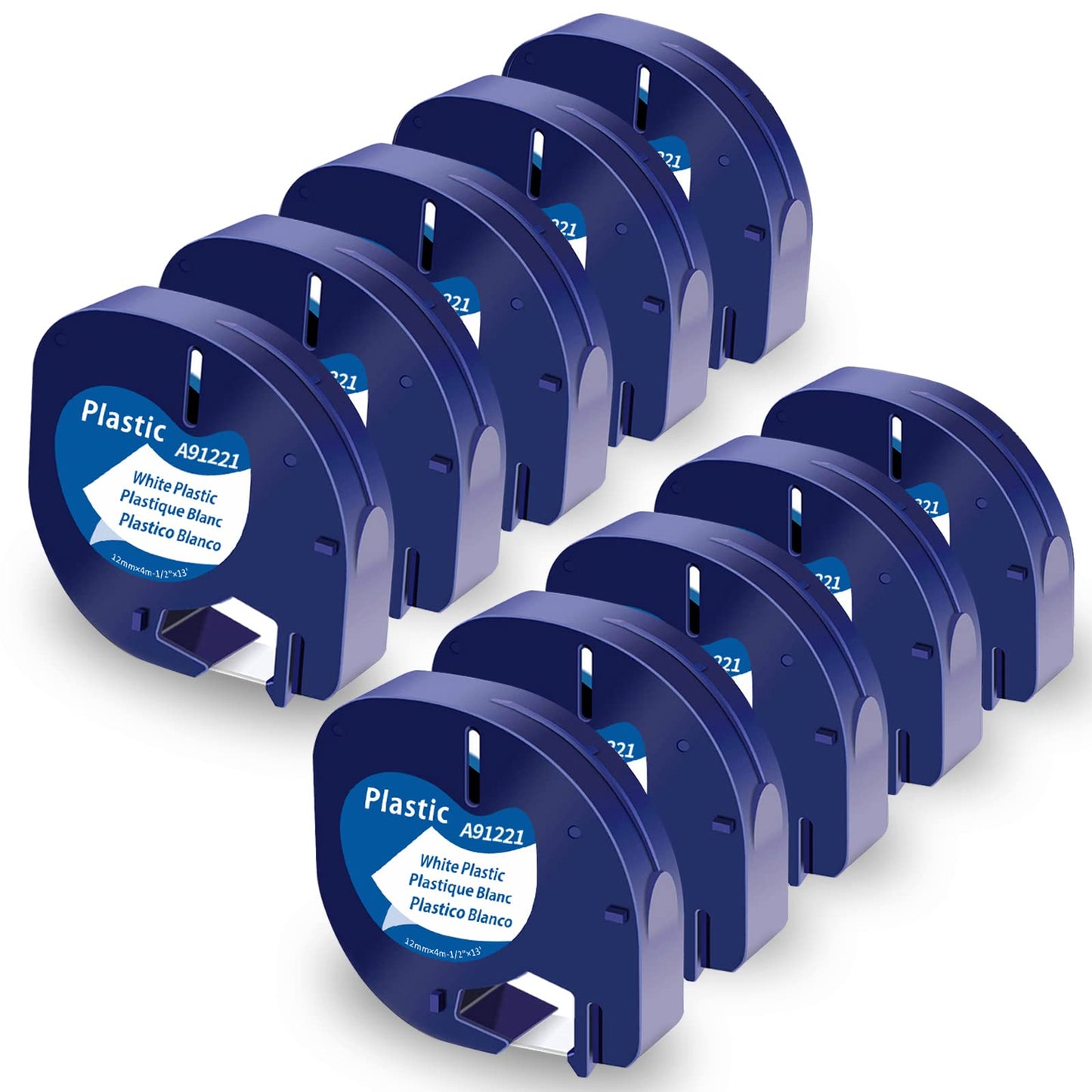 Nastro per Etichette Markurlife Compatibile In sostituzione di Nastro Dymo LetraTag Plastica 12mm x 4m 91201 S0721610 DYMO Plastic White Cartucce per LetraTag LT-100H LT-100T 2000 XR XM QX50, 10 Pz