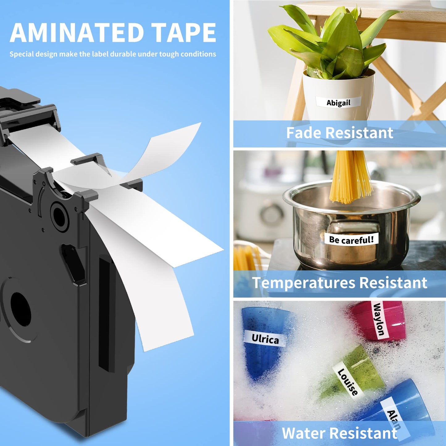 Markurlife TZe-231 Brother P-Touch bantlar TZ Tape 12 mm 0,47 TZe 231 TZ231 Ptouch yazı bandı Brother P Touch 1010 1000 D400 P900 PT-H105 H100lb H101C ile uyumlu, 4'lü paket, beyaz üzerine siyah