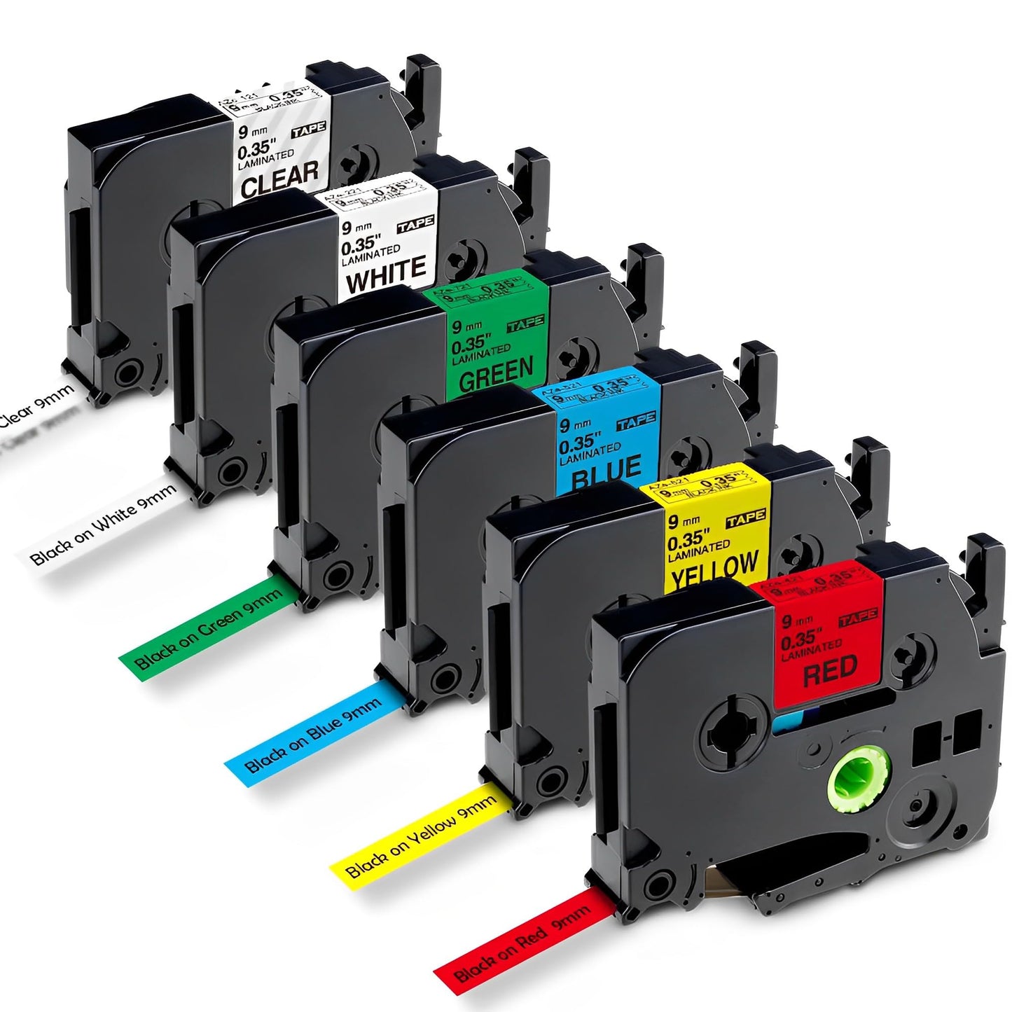 Nastro per Etichette Markurlife Compatibile In sostituzione di Brother TZe TZ Tape 9mm TZe-221 TZe-121 TZe-421 TZe-521 TZe-621 TZe-721 Laminato per P Touch PT-H107B PT-H110 PT-100LB PT-1005 PT-1010