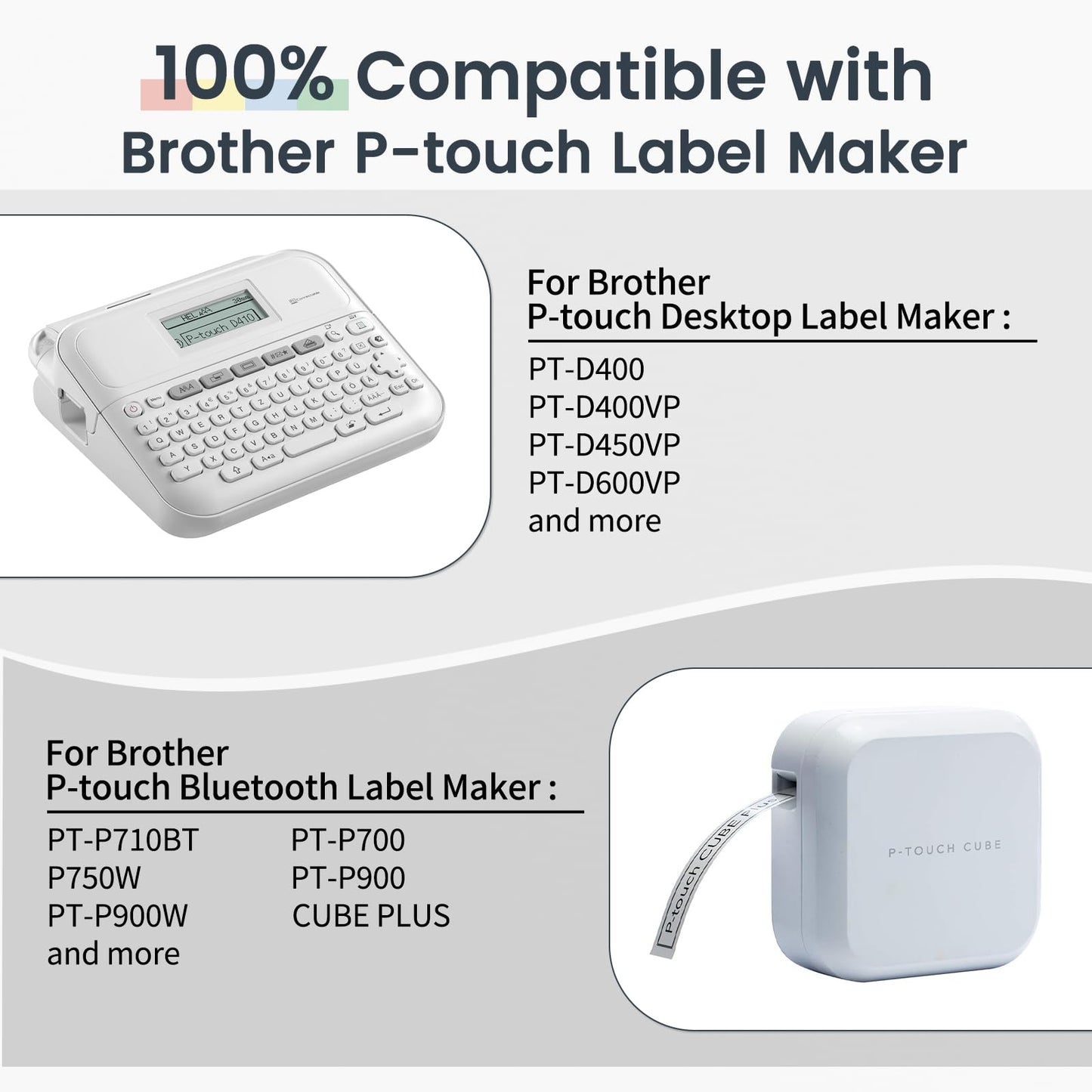 Markurlife Compatible avec Brother TZe 18mm Ruban pour ÉtiqueteuseTZe-241 TZe-141 TZe-441 TZe-541 TZe-641 TZe-741 Laminé Etiquette Recharge pour Brother P-Touch PT-D400 PT-D450 PT-D600 PT-P700 PT-2430