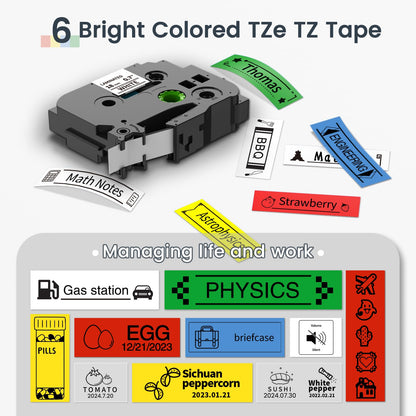 Markurlife Compatible avec Brother TZe 18mm Ruban pour ÉtiqueteuseTZe-241 TZe-141 TZe-441 TZe-541 TZe-641 TZe-741 Laminé Etiquette Recharge pour Brother P-Touch PT-D400 PT-D450 PT-D600 PT-P700 PT-2430